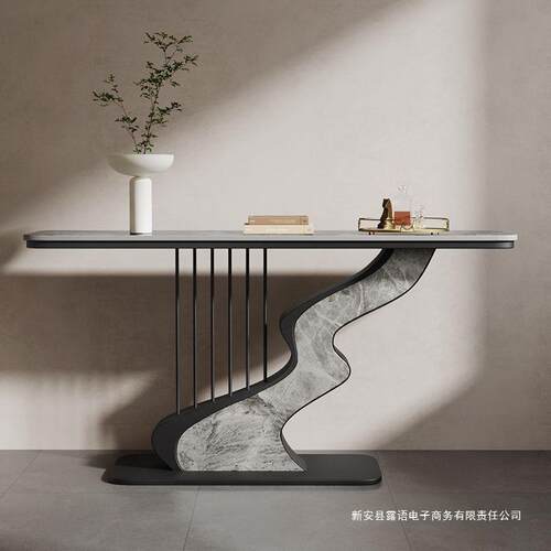 岩端板玄关术桌轻奢现创意时尚简约靠墙HSM艺门厅半圆景台装饰代