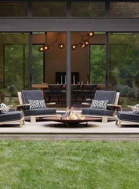 家户外休闲柚木沙发VLN庭台院防水防晒高端酒店民室外露天宿露沙