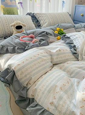 全棉边0款INP被单件150×200×23夏季套纯棉床单床笠款床上花四件