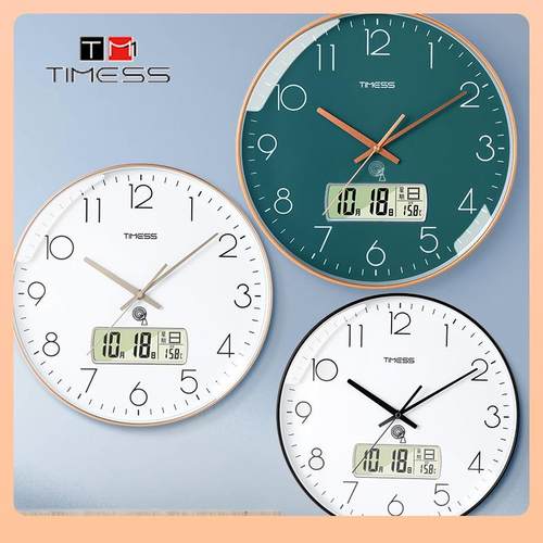 ΘTIMESSBUH钟表挂钟厅家用20时25新款奢挂轻表免客打孔静音电波