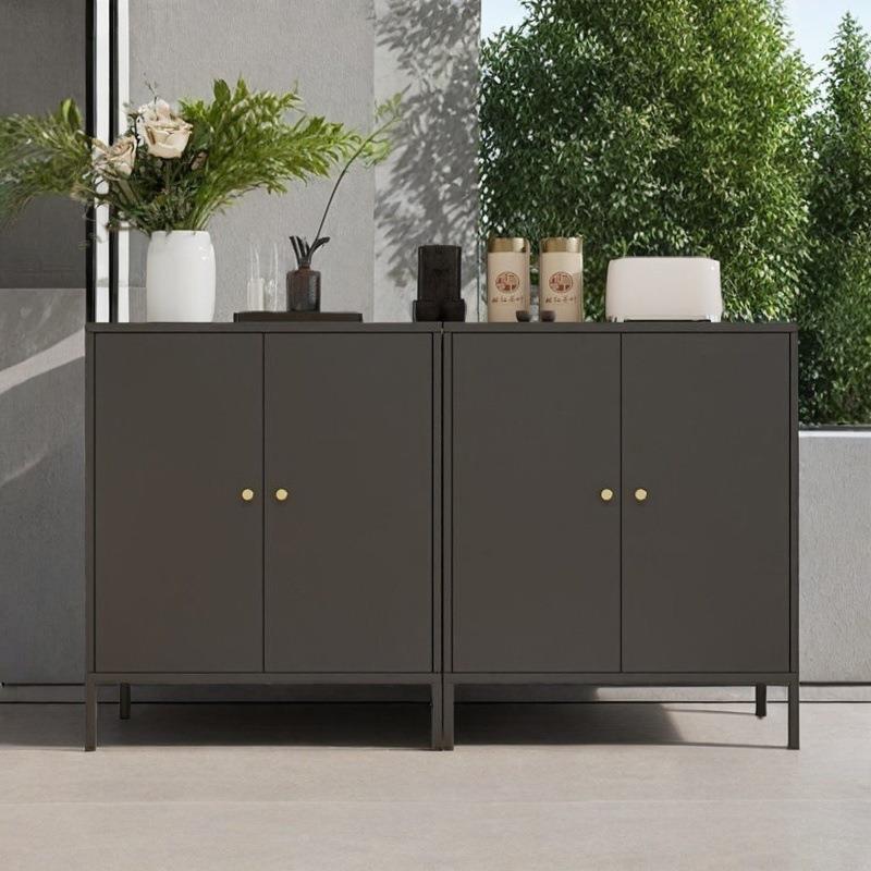 酒柜茶SVX水柜铁皮欧柜铁艺铁艺边柜双开门皮柜落铁地式简约置物