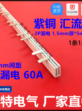 C65-2P漏电 60A汇流排(72间距) 紫铜1.5厚*5mm宽 C65型 KT020