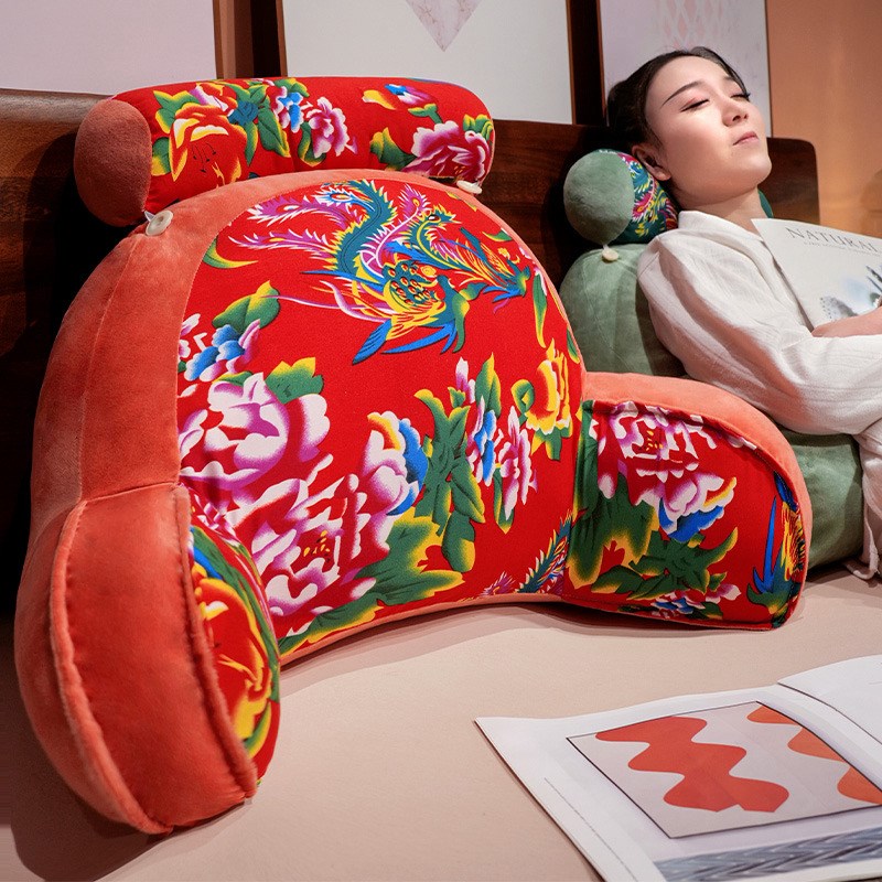 东北大花棉布床头靠垫软包座椅护腰靠枕大靠背沙发抱枕孕妇枕头