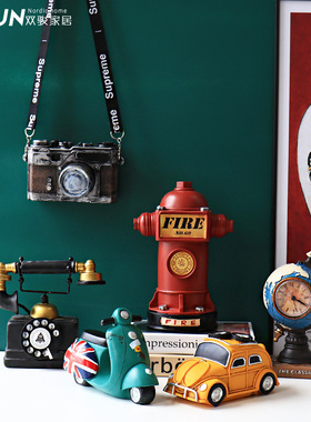 纽约公寓咖啡馆装饰摆件货架创意家居客厅酒柜复古小摆设陈列道具