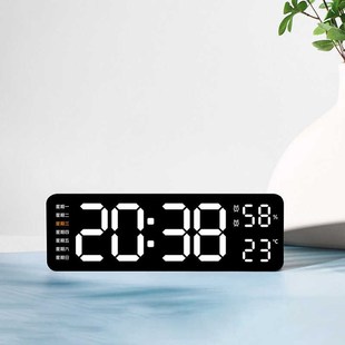 多功能led数字显示电子时钟桌面温湿度静音夜光闹钟客厅挂墙钟表