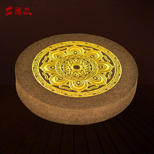 庄严品家用佛堂早晚课坐垫禅修垫可拆洗麻布透气莲花棕丝打坐垫