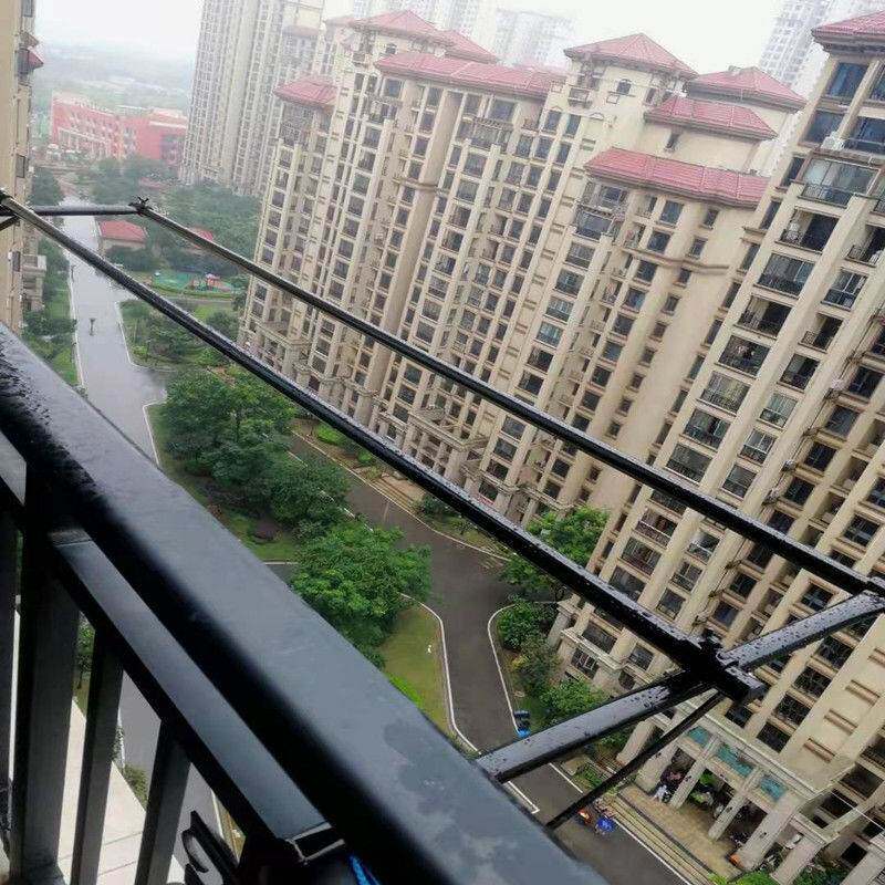 .高层免打孔阳台晾衣架不锈钢防盗网晒衣架护栏挂衣杆窗外晾衣神