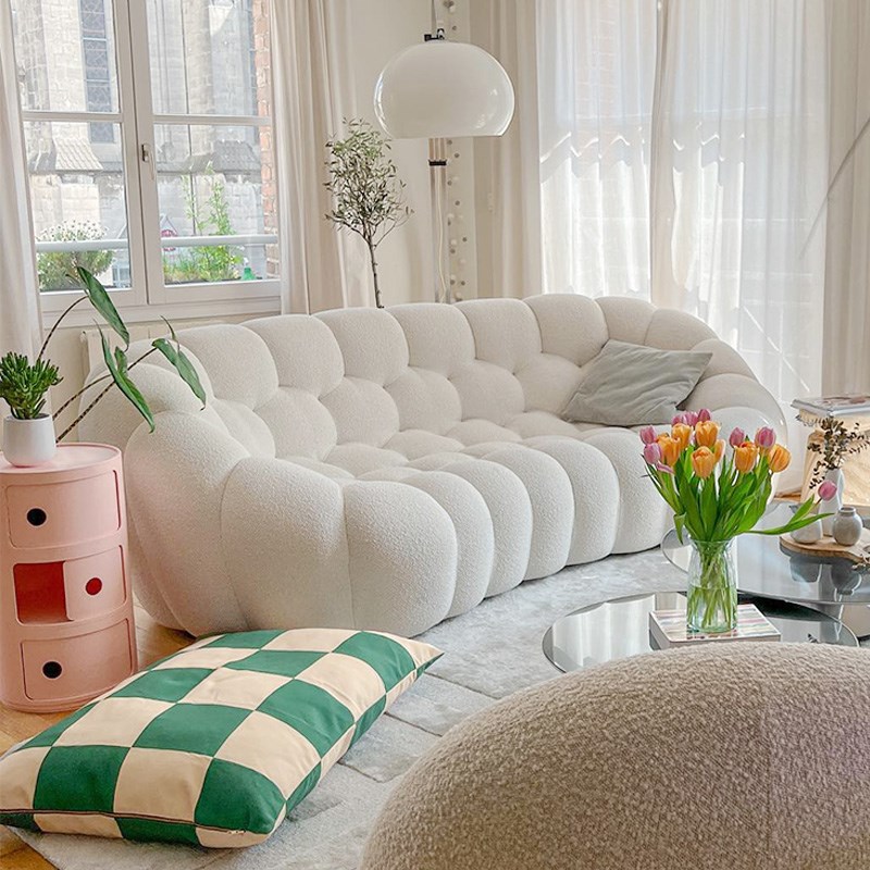 罗奇堡bubble设计师创意弧形法式奶油羊羔绒泡泡布艺沙发意式极简