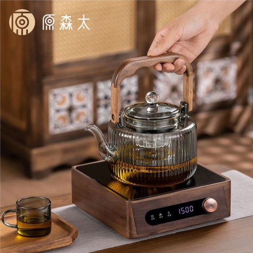 原森太胡桃木实木煮茶电陶炉家用小型耐高温烧水泡茶围炉功夫茶炉