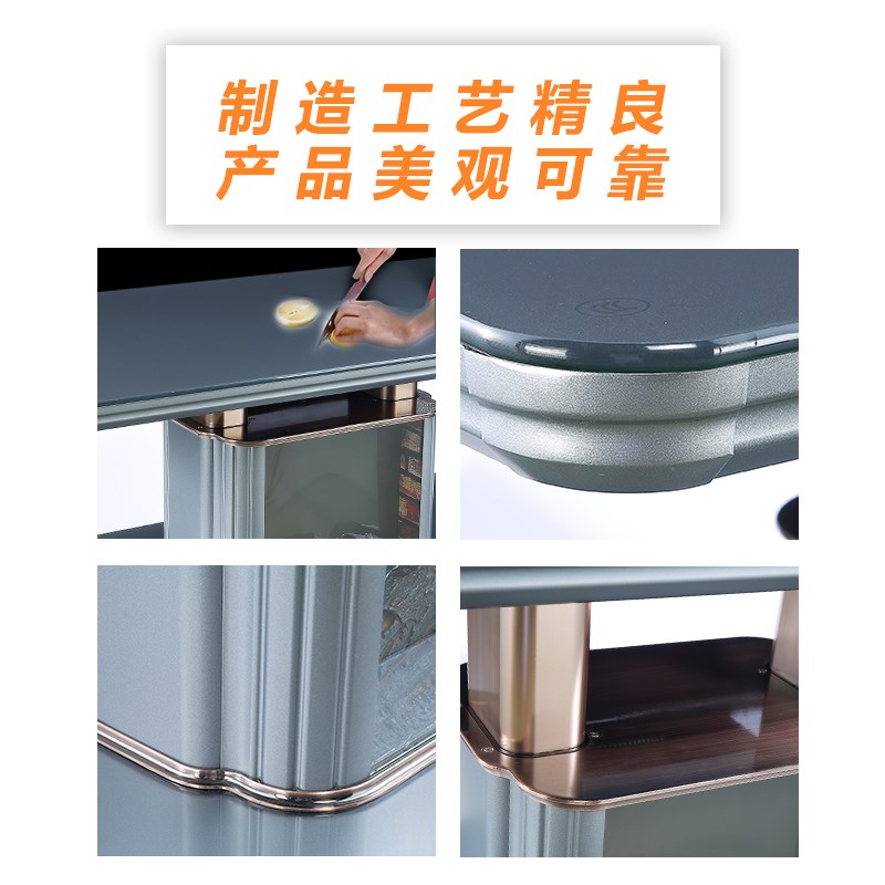 美之家取暖桌电暖桌升降电暖茶几烤火桌智能客厅壁炉仿真火长方形