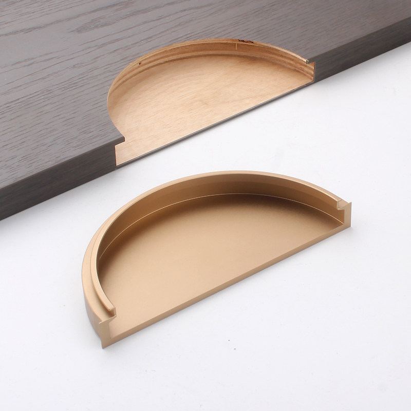 半圆形拉手橱柜抽屉嵌入式把手衣柜推拉门隐藏暗装暗扣开槽拉手