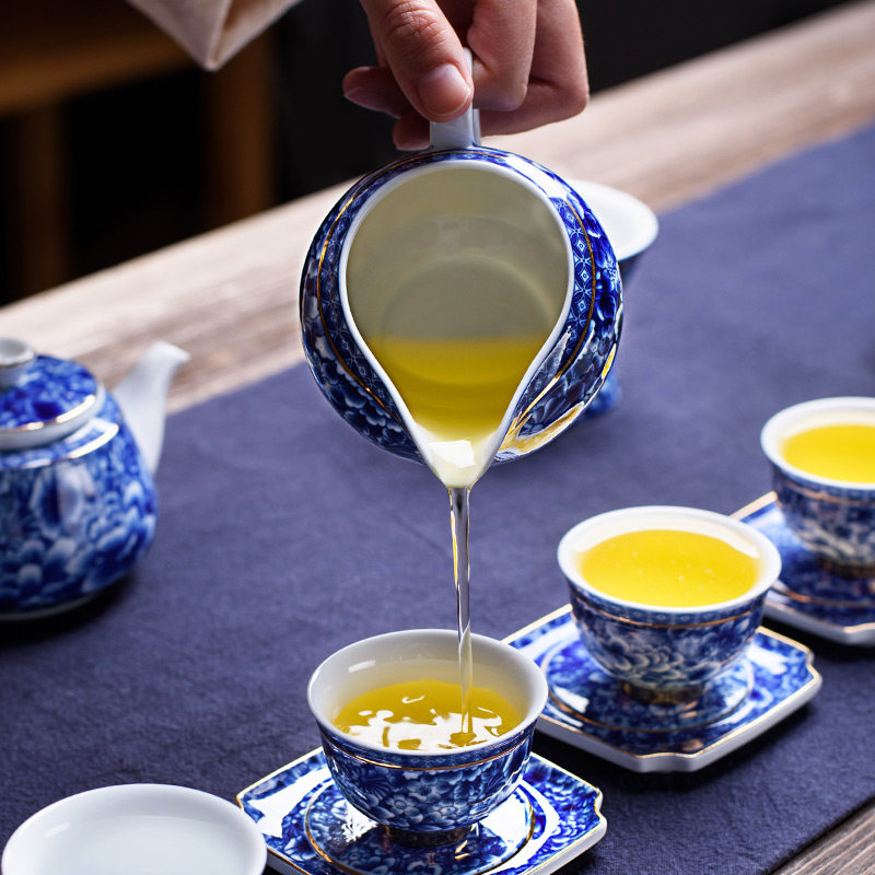 青花瓷公道杯茶海陶瓷分茶器功夫茶具茶道配件均杯公杯
