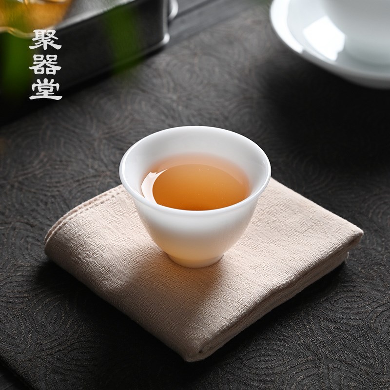 聚器堂高端冰种玉瓷个人品茗杯小号主人杯单杯陶瓷闻香杯功夫茶杯