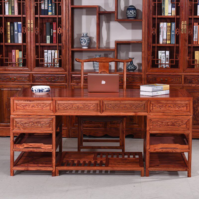 中式办公桌实木电脑桌中医馆诊断桌写字台书法桌古典榆木药房桌椅