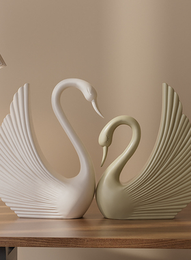 高级感设计师艺术天鹅摆件姹寂风客厅玄关电视柜复古摆设软装装饰