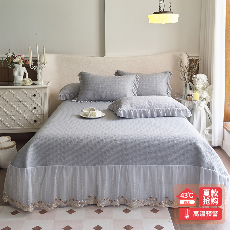 2新款夏季高端冰丝凉席三件类母婴级夏天可机洗床裙款软席子