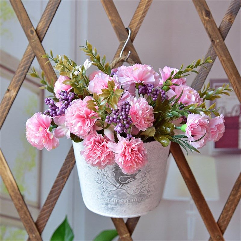 仿真花束室内客厅墙面装饰花卉墙上复古铁艺壁挂吊挂假花绢花套装,家居饰品,仿真花/假花,淘宝优惠券,粉丝福利购,淘宝优惠卷