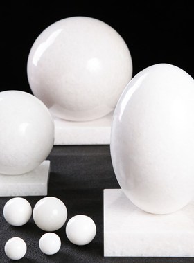 原白玉石摆饰苏民峯天然大圆石春摆放靠山石客厅小号球玄关装饰