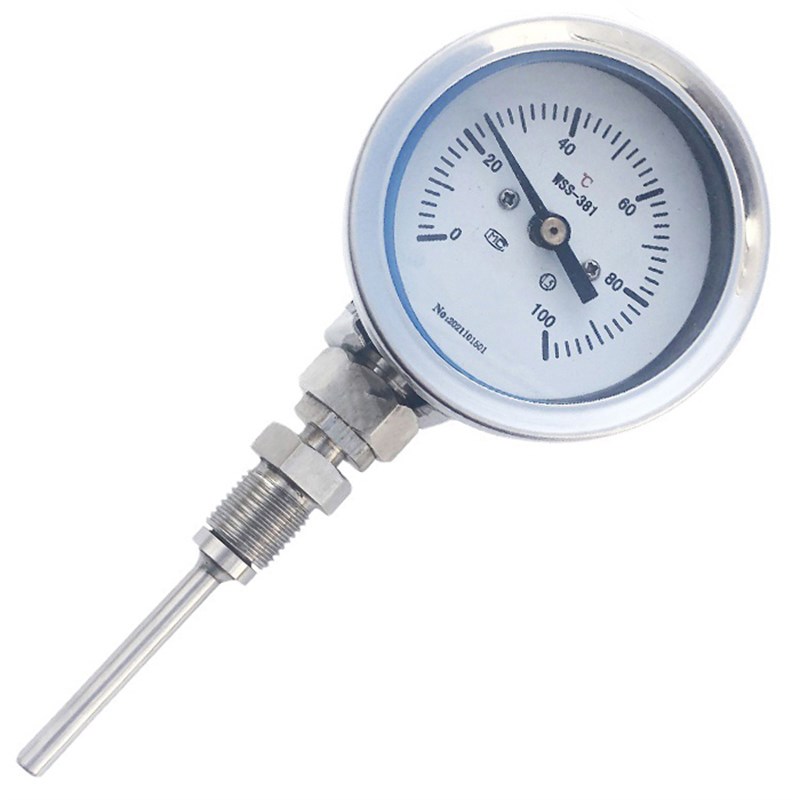 万向型双金属温度计wss-381 表盘60MM -10-100度 12*350mm g3/4