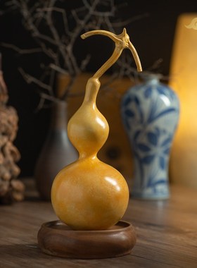 铜乾坤 纯黄铜葫芦摆件办公桌面工艺品客厅玄关装饰品高档礼品送