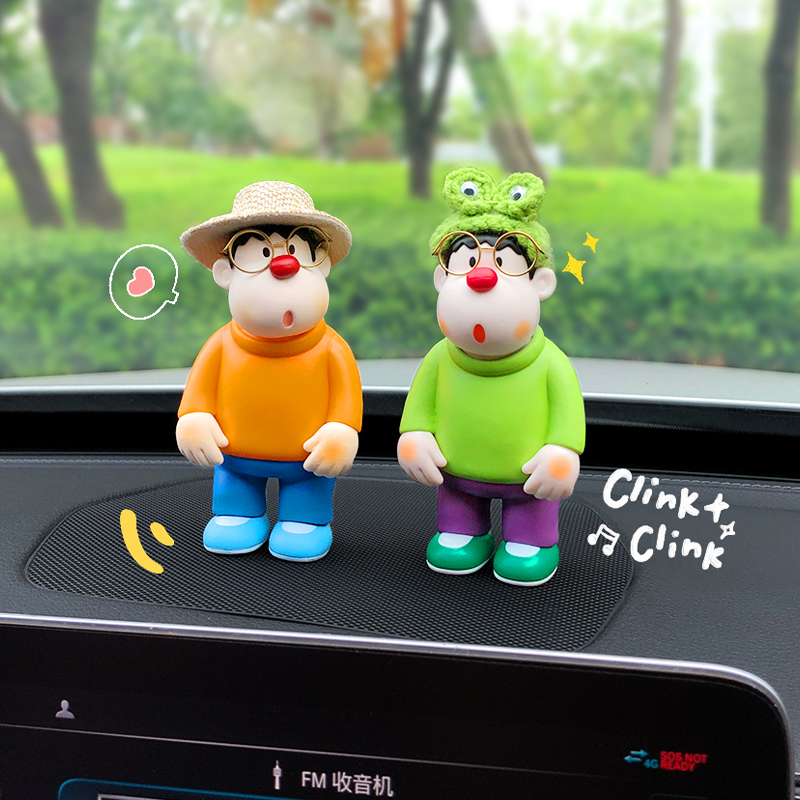 2024新款可爱胖虎汽车内饰品摆件中控台装饰车载玩偶公仔车内饰品