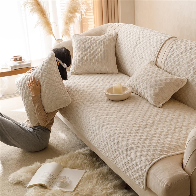 短毛绒沙发垫冬季防滑坐垫子加厚2023新款沙发套罩毛绒盖布巾定做