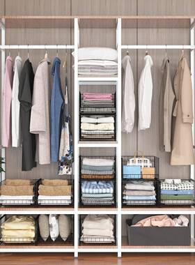 跨K5Mna7sW境抽出式滑屉动衣柜层纳架篮抽衣柜分隔板置物架可折叠