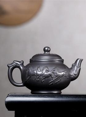 宜兴紫砂壶原矿石大容量龙腾四海手工茶家功夫紫砂用黄001013壶茶