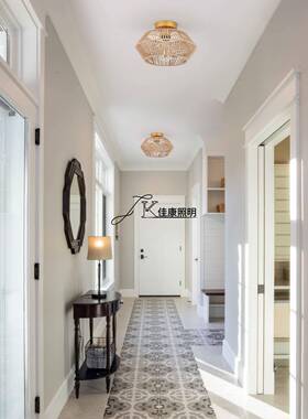 amazon亚逊手工是38046编织藤马编藤条复古美式我过吸顶灯中山厂