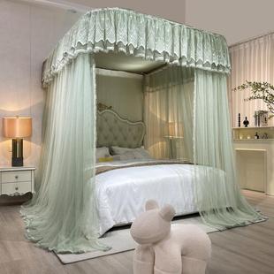 道带防尘顶U型轨道落地三开门1.8m1.5用mKK232m床家轨蚊帐 新款