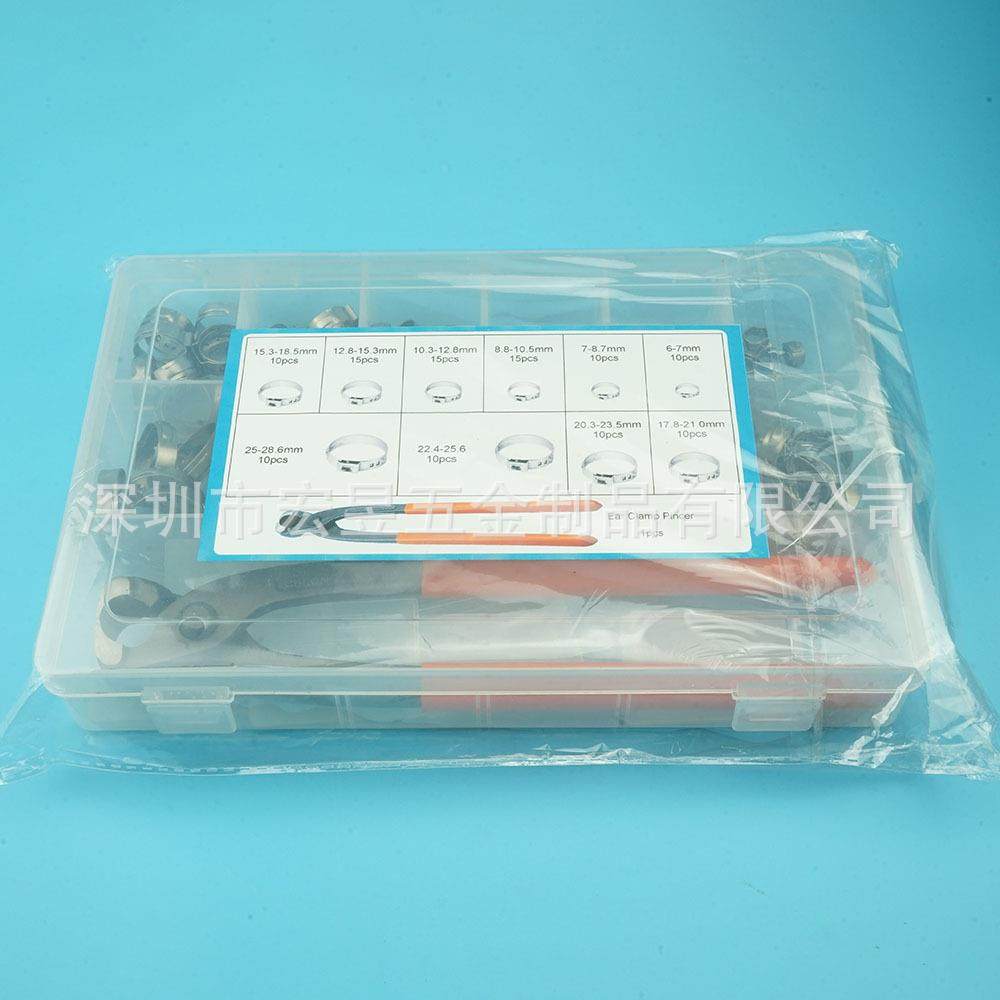 115pcs04不锈钢箍单耳无极喉箍卡箍软管夹配一3卡箍卡钳盒只装套