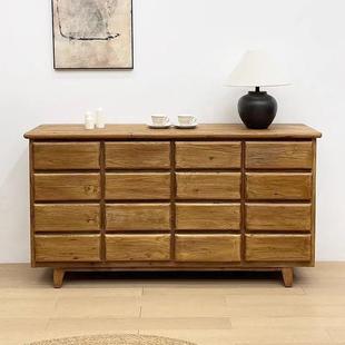 墙复古老榆木斗柜餐边柜柜理带RMX抽屉客厅收纳客厅靠整储物柜收