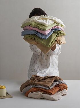 A类FS757238母婴级00支长绒棉床1笠罩单件色棉床垫纯保护套床垫F^