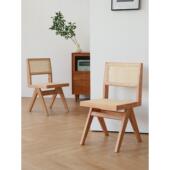 现代简约实木藤椅迪加尔椅餐厅DUM日料店民编宿昌闲椅子家用休藤