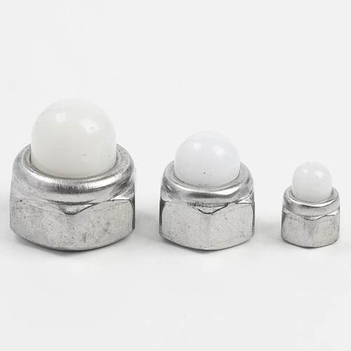 04不钢六角盖型螺母白锈六INI角尼胶龙白盖盖螺母