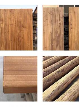 工定作定作老榆木吧台实板木原地桌MFE木餐桌面板飘窗书桌大板包