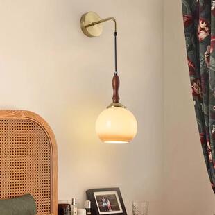 奶油中灯192古风床头小灯感吊日玄关过道壁复古主卧室垂线式吊灯
