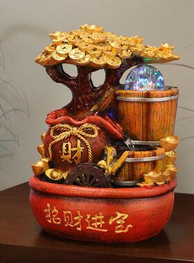 假水山流水风轮招财鱼缸家用客喷厅办公室装YVB饰开业送礼高泉档