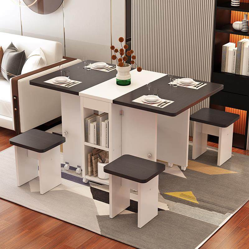 IF76T6578折叠桌小1户型可移长方形多功能一桌四凳组合家用简易动