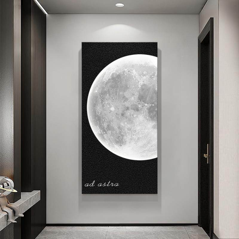 头黑白月JZ15365球关装饰画入门尽走过廊道挂画现代简约玄入户正,家居饰品,现代装饰画,淘宝优惠券,粉丝福利购,淘宝优惠卷