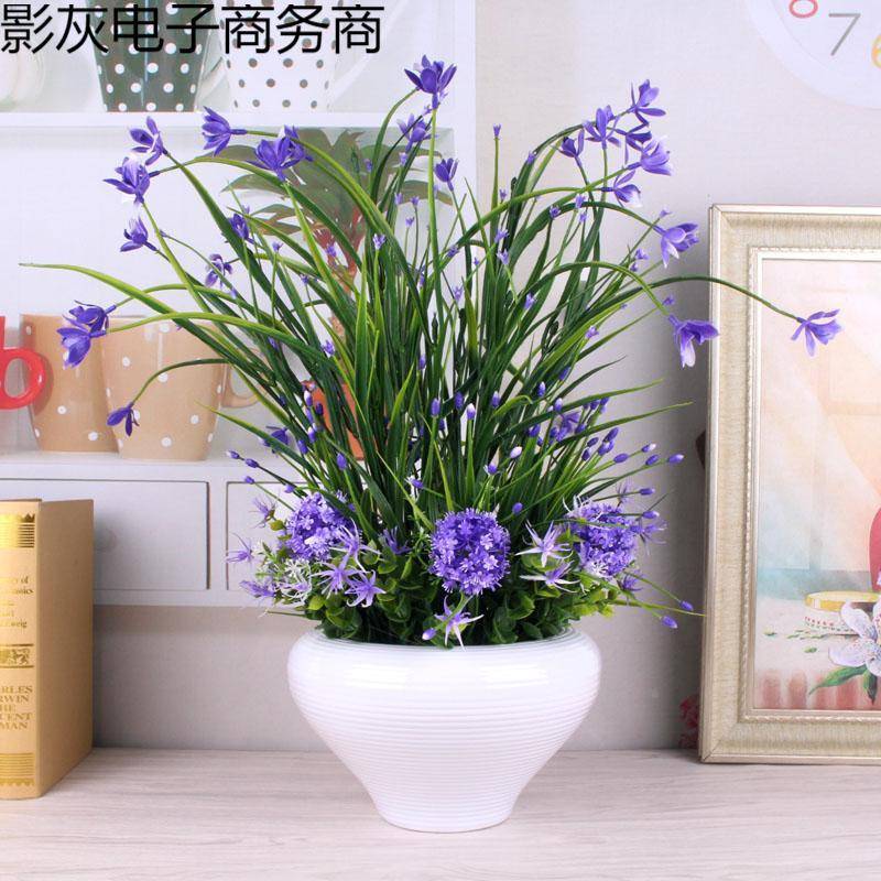 包蝴蝶兰影灰电子花朵套装仿真欧花假花桌客厅卧室放花邮艺式绿摆
