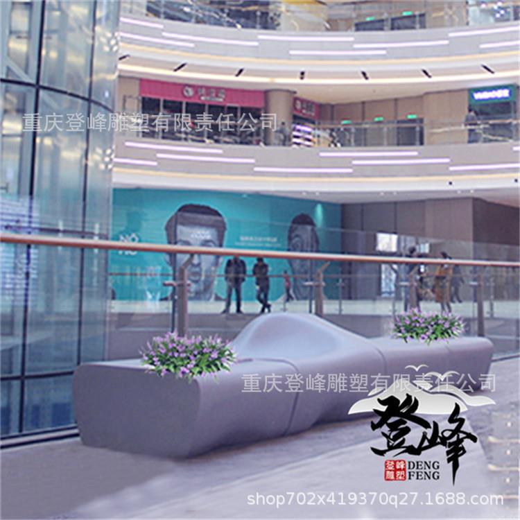 玻钢椅户座外休闲长创无品牌/意造型花盆坐凳商场休息椅公共璃等