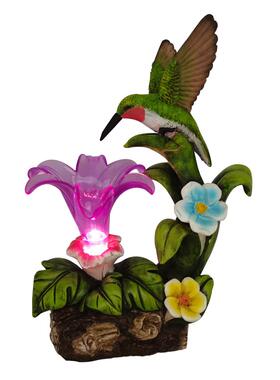 庭蜂鸟璃创意院摆QY211130件脂树工艺品太阳能裂纹玻水晶亮球灯装