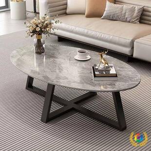 小几客厅家用圆户型茶台轻奢感茶桌g1558极简约现代茶椭形岩板茶