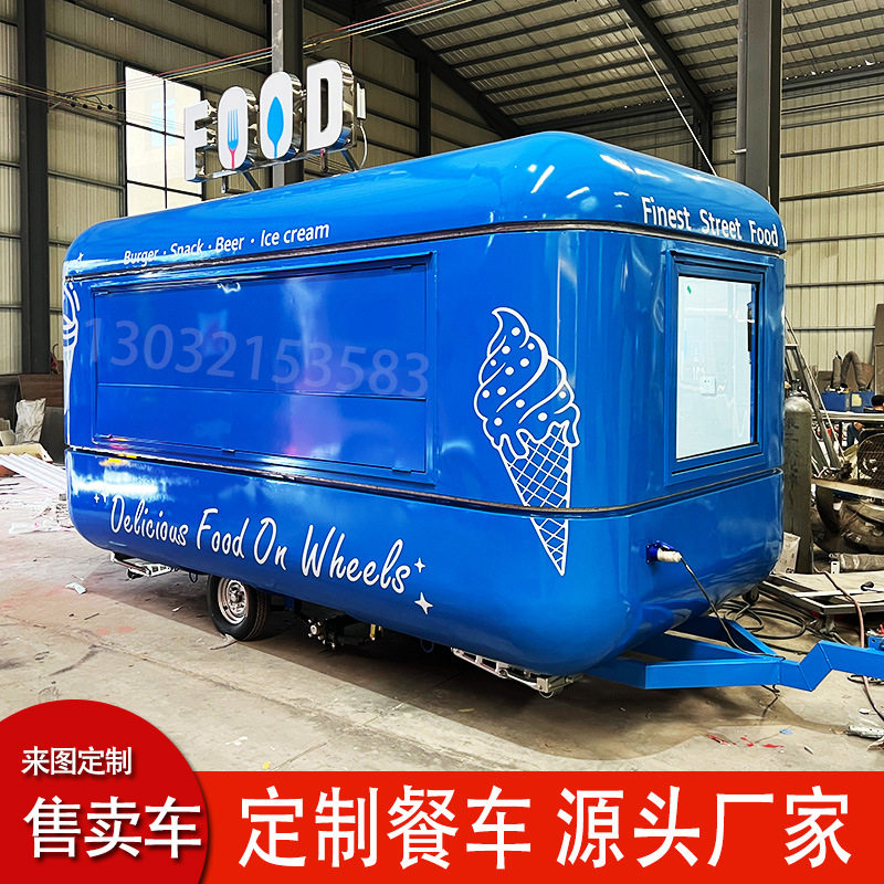 网红餐车快闪店 文旅景区移动快餐售卖车特色化便利性集市 手推车