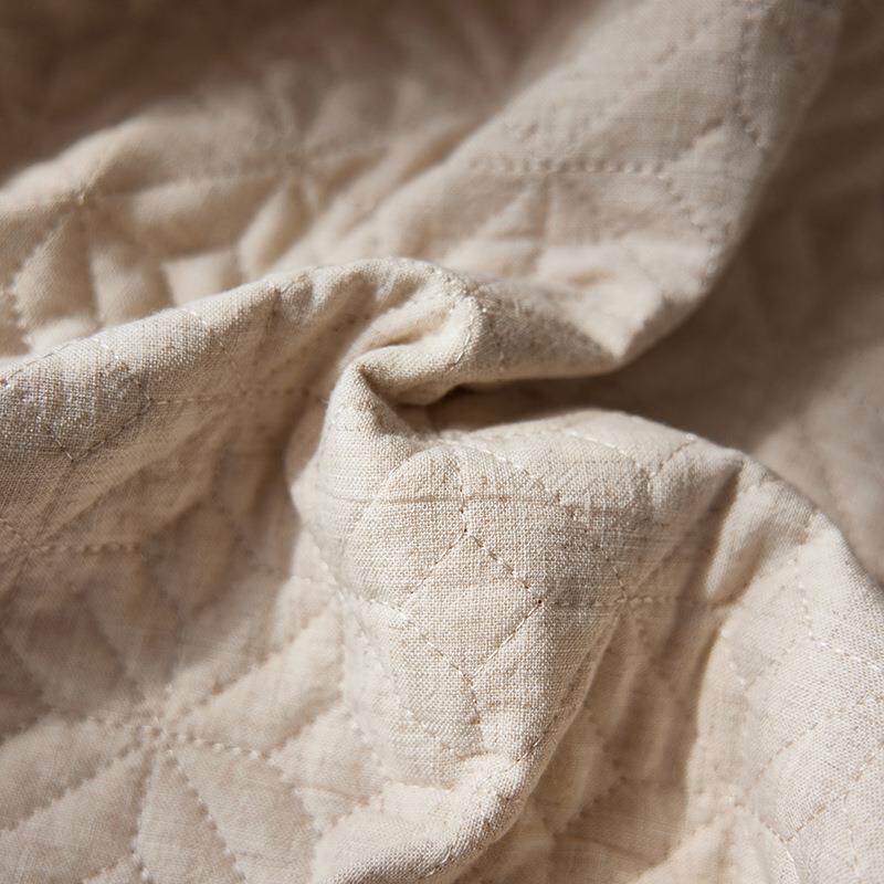 新款三复麻古风天ZVT丝床盖件套加厚床凉单感夹棉床笠套件亚麻保