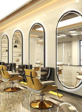 红潮网店发店镜台发廊专用美发店led壁挂式REQ落地镜简染约烫镜理