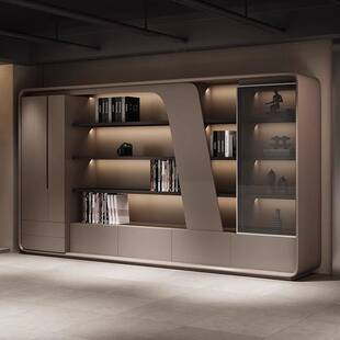 办公室老板办公桌背景柜文件柜木质展示书柜靠墙落地柜子收纳