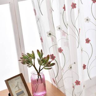 现代简约厅定制飘窗绣花BOD纱帘窗帘成品客落书阳台地窗帘窗纱房