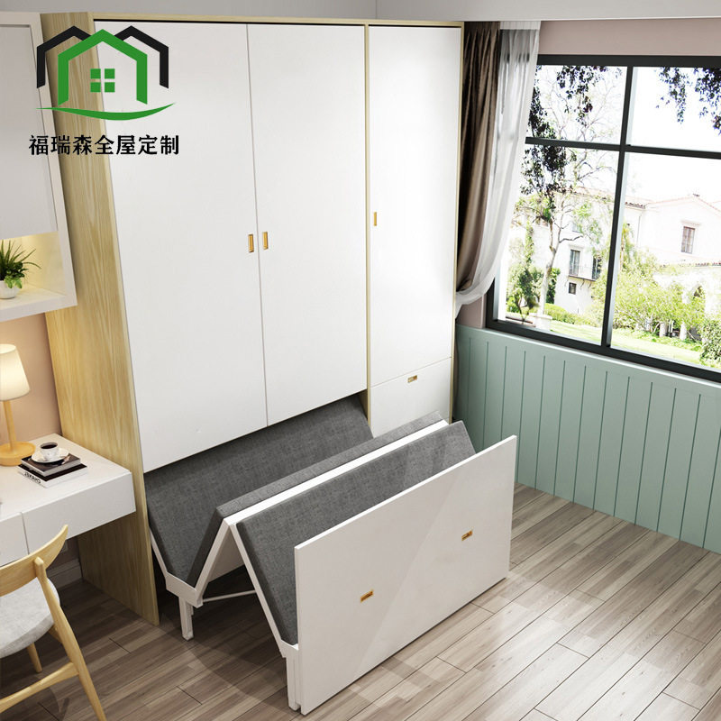 衣柜床一体组合多功能折叠隐形床小户型省空间推拉门衣柜抽拉床